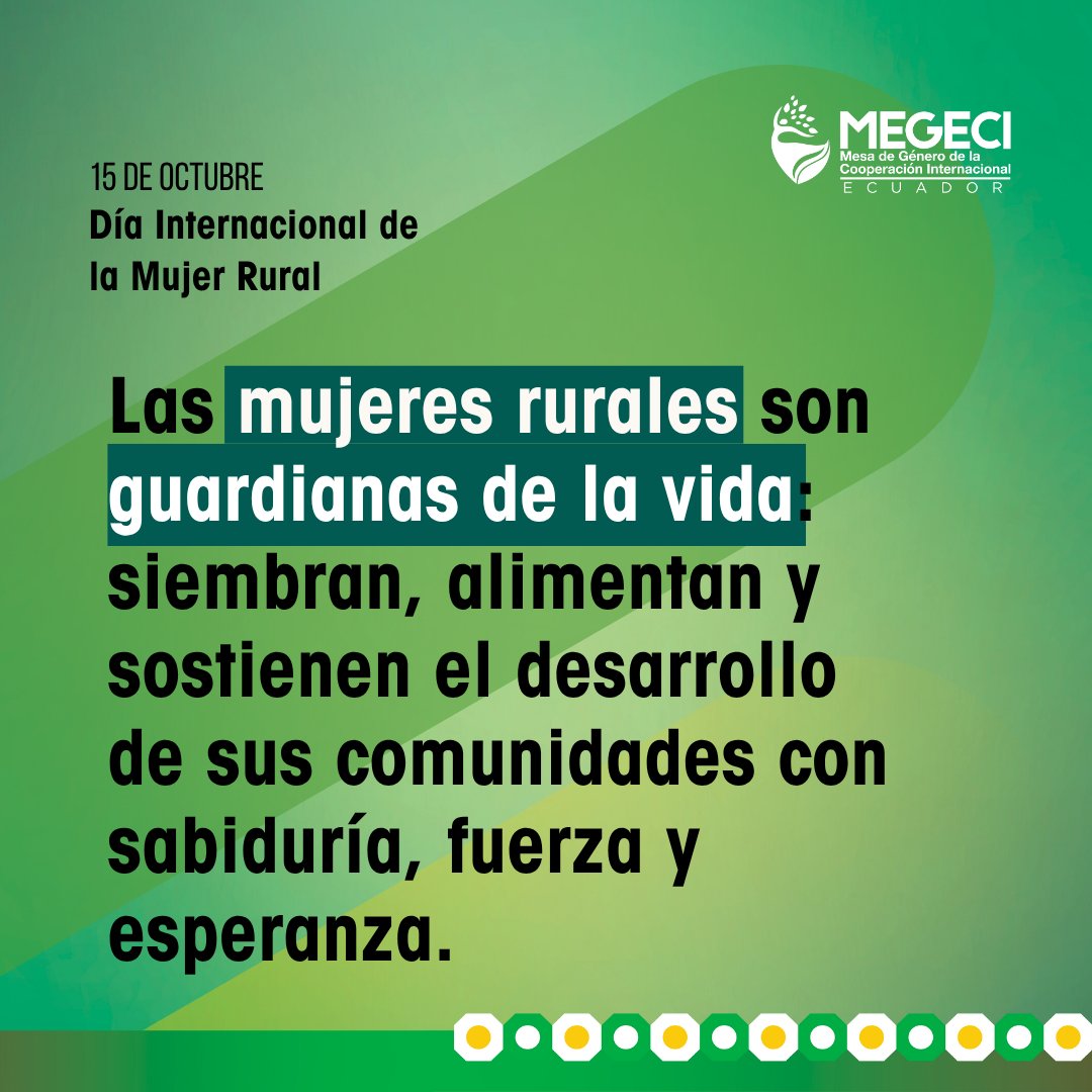 MEGECIEcuador's tweet image. 🌾 En cada semilla, receta y saber ancestral vive la fuerza de las mujeres rurales.

Ellas son guardianas del conocimiento y pilares de nuestras comunidades.

💜 Hoy reconocemos su trabajo y su aporte esencial al desarrollo sostenible.

#DíaDeLasMujeresRurales #MEGECIEc🇪🇨