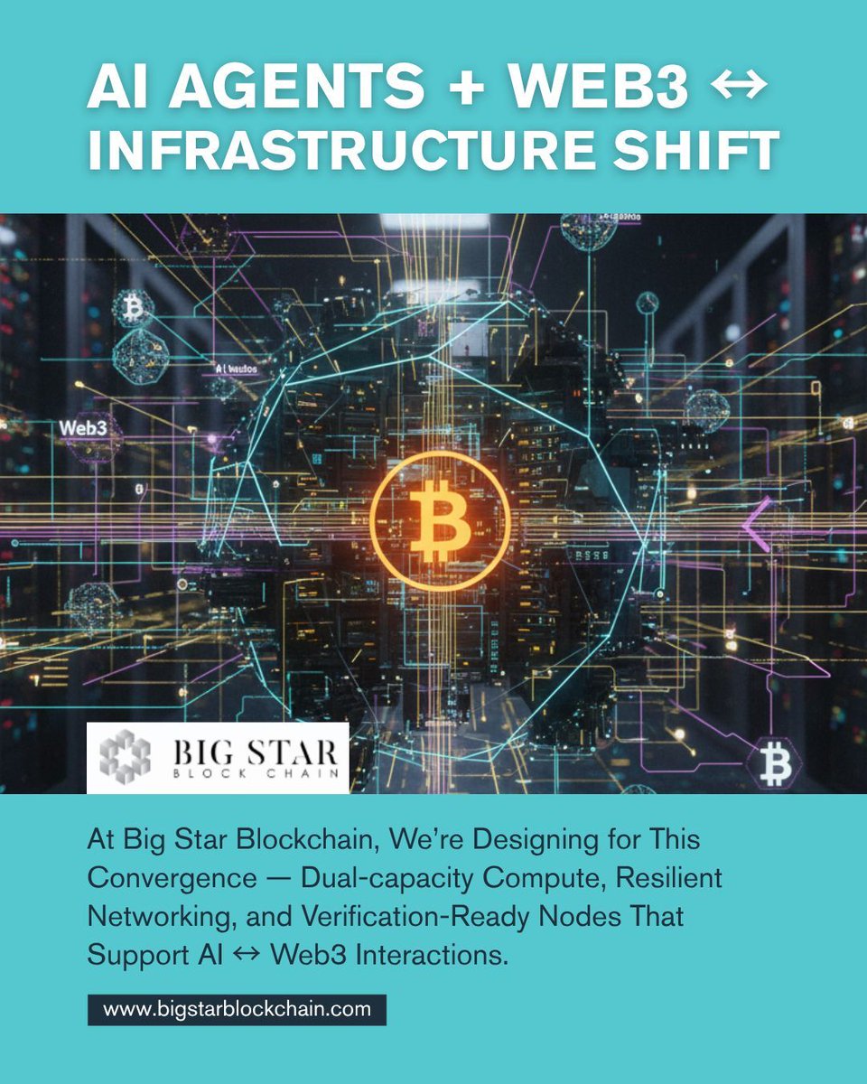 At Big Star Blockchain, we’re designing for this convergence — dual-capacity compute, resilient networking, and verification-ready nodes that support AI ↔ Web3 interactions.

Curious how we support AI agent workloads over blockchain? Reach out or explore bigstarblockchain.com