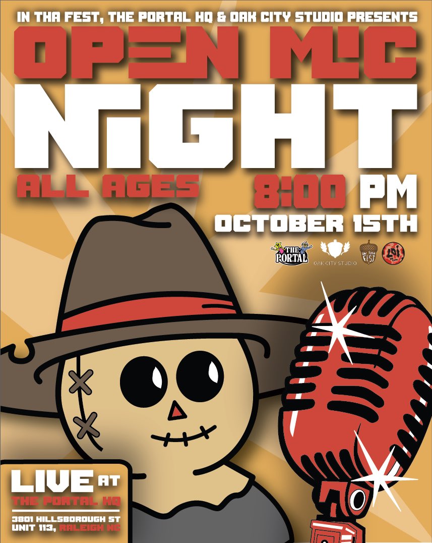 TONIGHT: Open Mic Night at The Portal HQ 🎙️

$10 entry &amp; performance submissions will be done in person with proof of wristband purchase. Hanging mic freestyle sessions at the producers corner in addition to vendors, drinks AND popcorn 🍿

See you tonight &amp; can’t wait to see you!