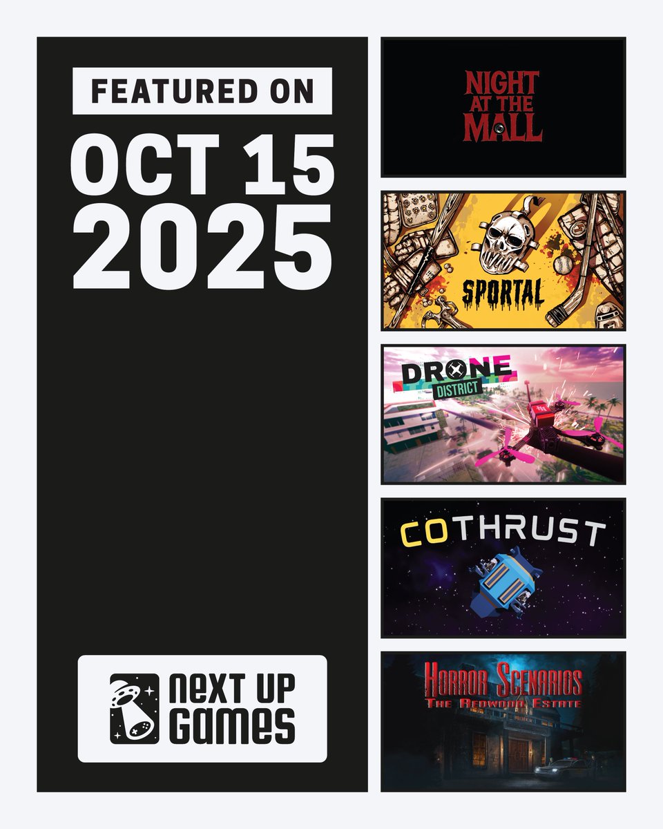 nextup__games's tweet image. Check out today&apos;s spotlights:

🛒 Night at the Mall: Empty halls. Flickering lights. One long night shift you won’t forget.
🏈 SPORTAL: Sports gear, but make it lethal. Retro FPS with balls, bats, and monsters.
🎮 Drone District: Arcade drone flights with Tony Hawk energy and…