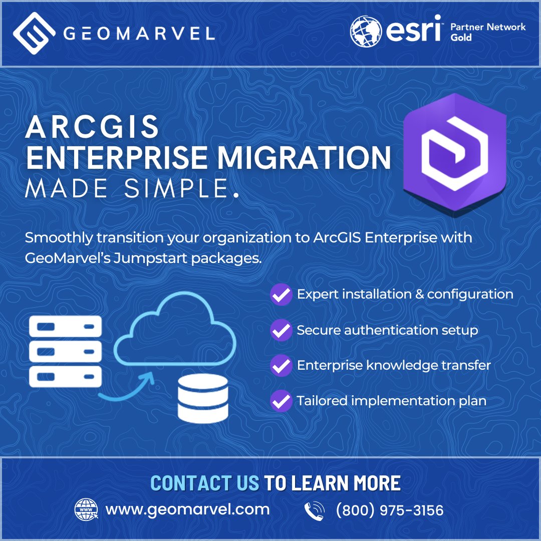 geomarvel's tweet image. Take the complexity out of your #ArcGISEnterprise migration with #GeoMarvel’s Jumpstart Packages! 🚀 

Choose Basic (3 days) or Standard (4 days) for a smooth, expert-led migration—secure, efficient &amp;amp; future-ready.  

geomarvel.com

#GIS #ArcGIS #WebGIS
