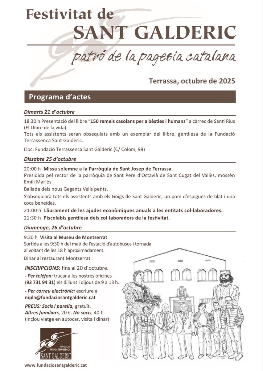 Arriba la festivitat de Sant Galderic, patró dels pagesos catalans! 🧑🏽‍🌾😇

Un any més, us convidem a participar dels actes que hem organitzat per celebrar-ho! 🎉🎉