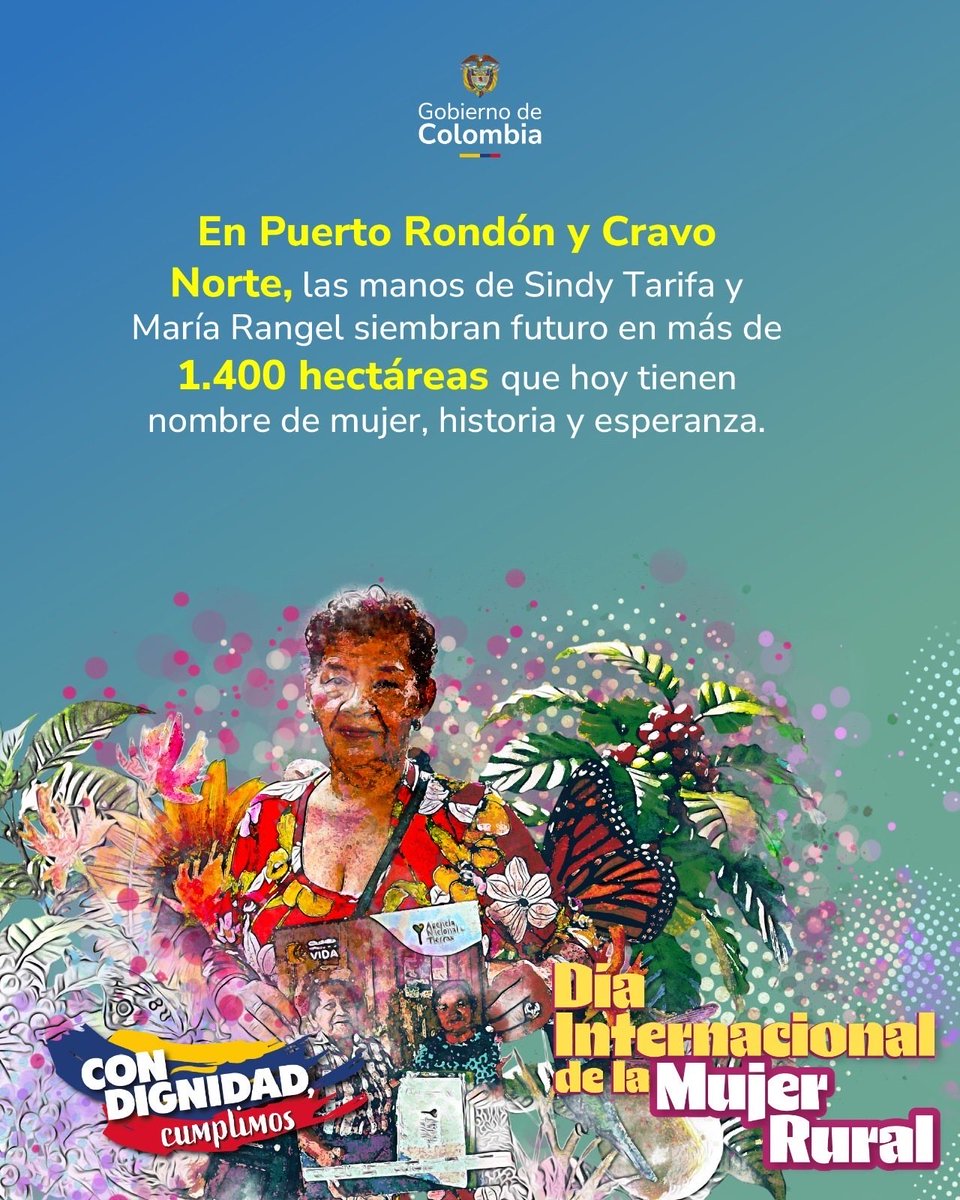 dagg2323's tweet photo. En el corazón de Arauca, la tierra vuelve a tener rostro de mujer.
Sindy Juliana Tarifa, en Puerto Rondón, y María Argelia Rangel, en Cravo Norte, son símbolo de una transformación real: en más de 1.400 hectáreas donde antes hubo olvido, hoy germina dignidad. #GuardianasPorLaVida https://t.co/ha7HCwCxlw