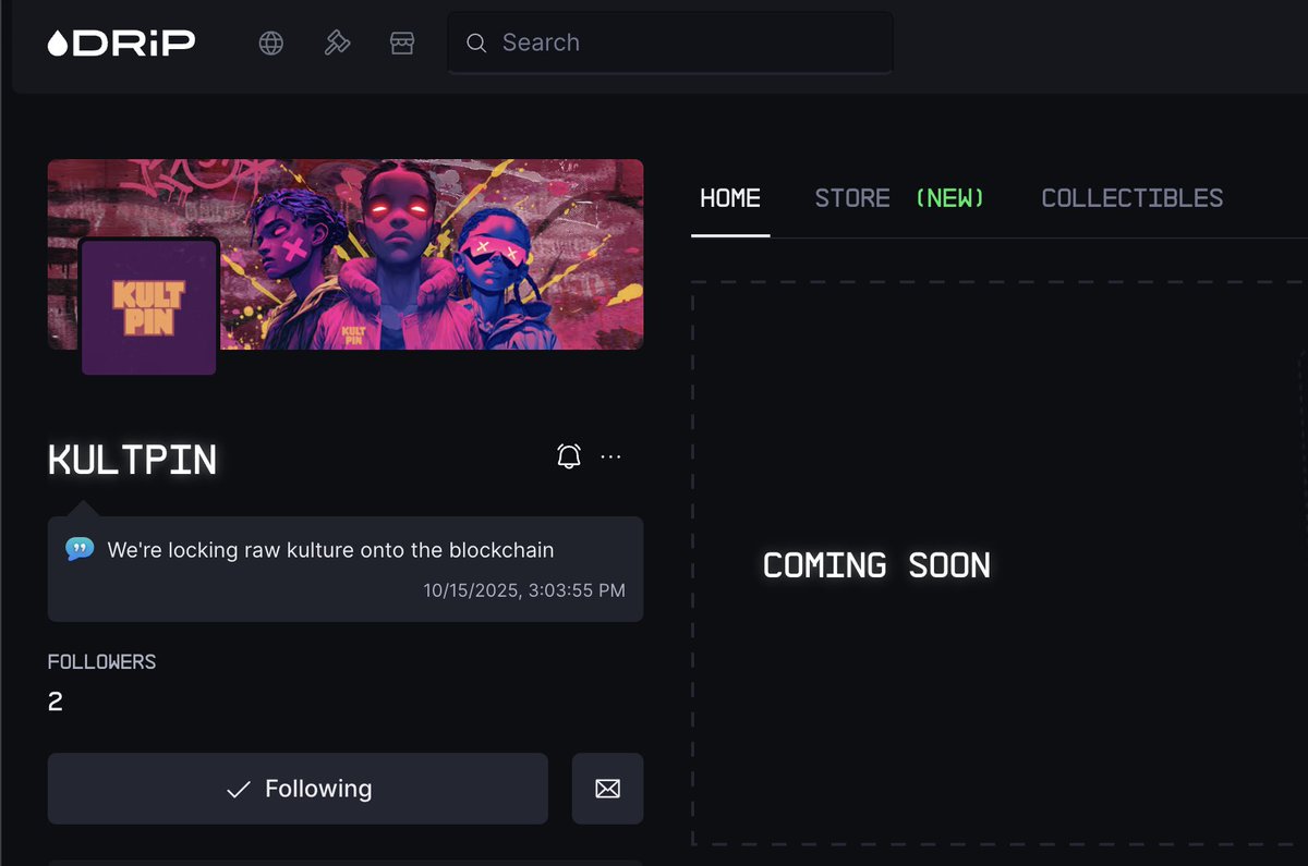 Yes you seeing it right !!!

KultPin just landed on <a href="/drip_haus/">DRiP 💧</a> 💧

Kulture officially hit the chain🔥

Make sure to follow us on DRiP &amp; stay tuned👀

Link below👇🖇️
