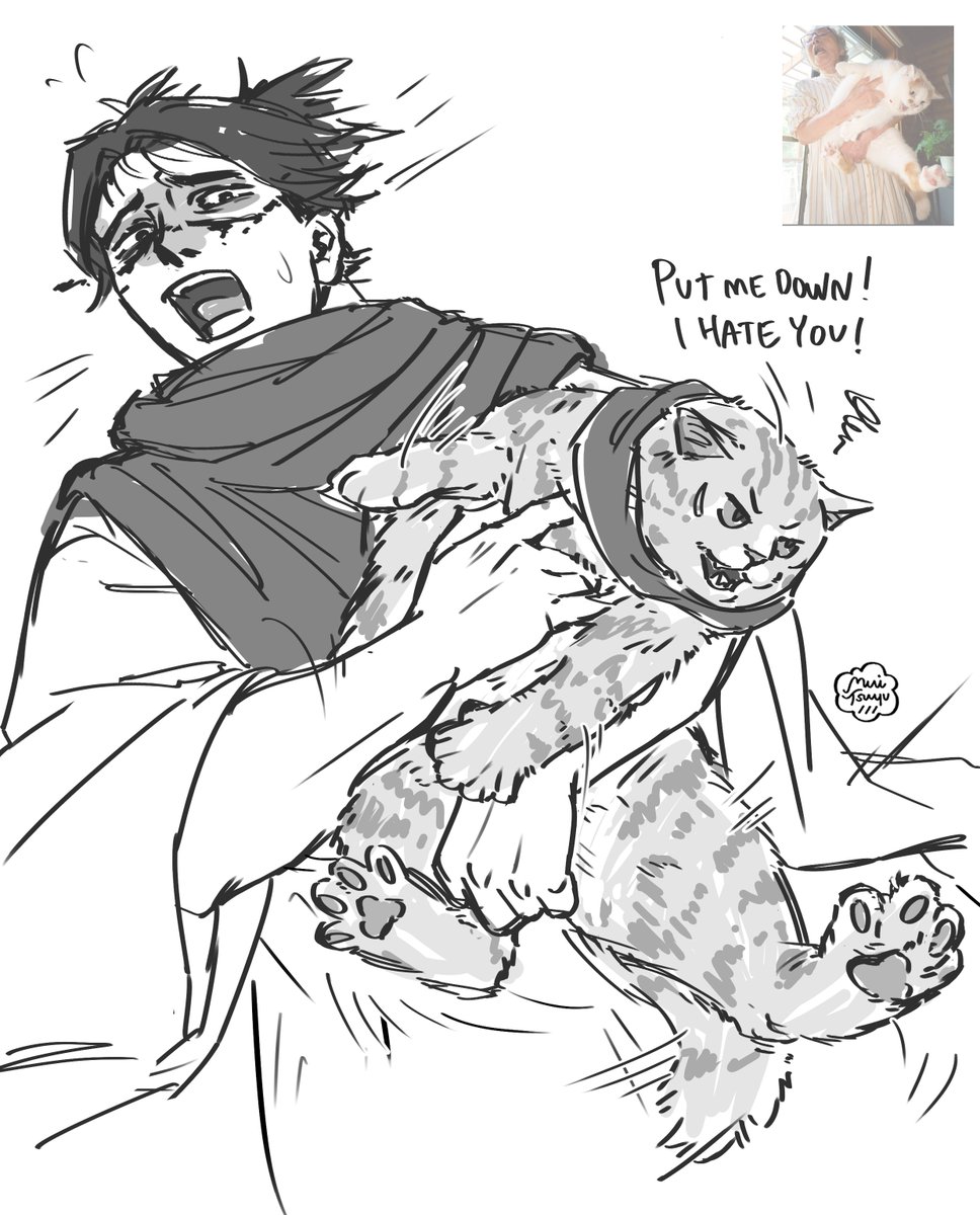 a quick sketch of cat yuji after a bath maybe...