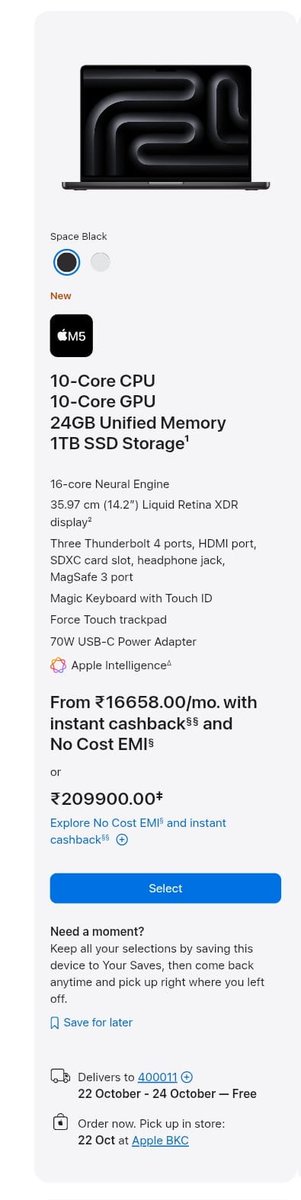 MacBook Pro M5 14-inch price in India