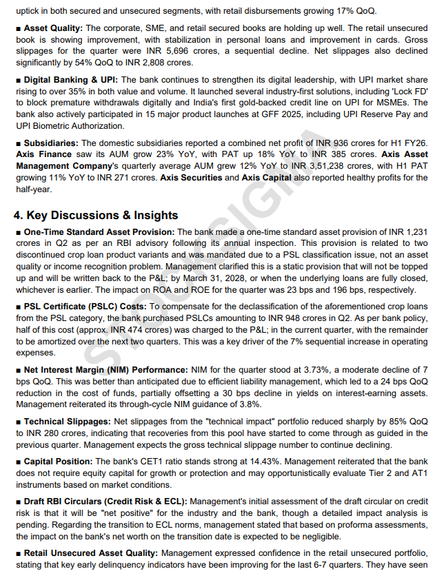 myAlerts_in's tweet photo. #AXISBANK #AXISBANKQ2 Axis Bank Ltd Q2FY26 Earnings Concall Summary https://t.co/aiHKfGxFEX