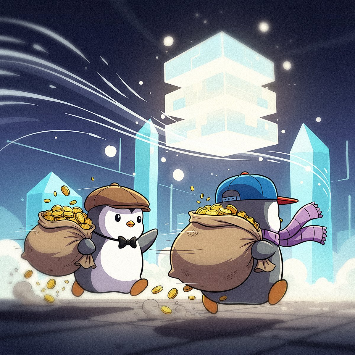Building as a penguin on chain feels like this exact image 😅