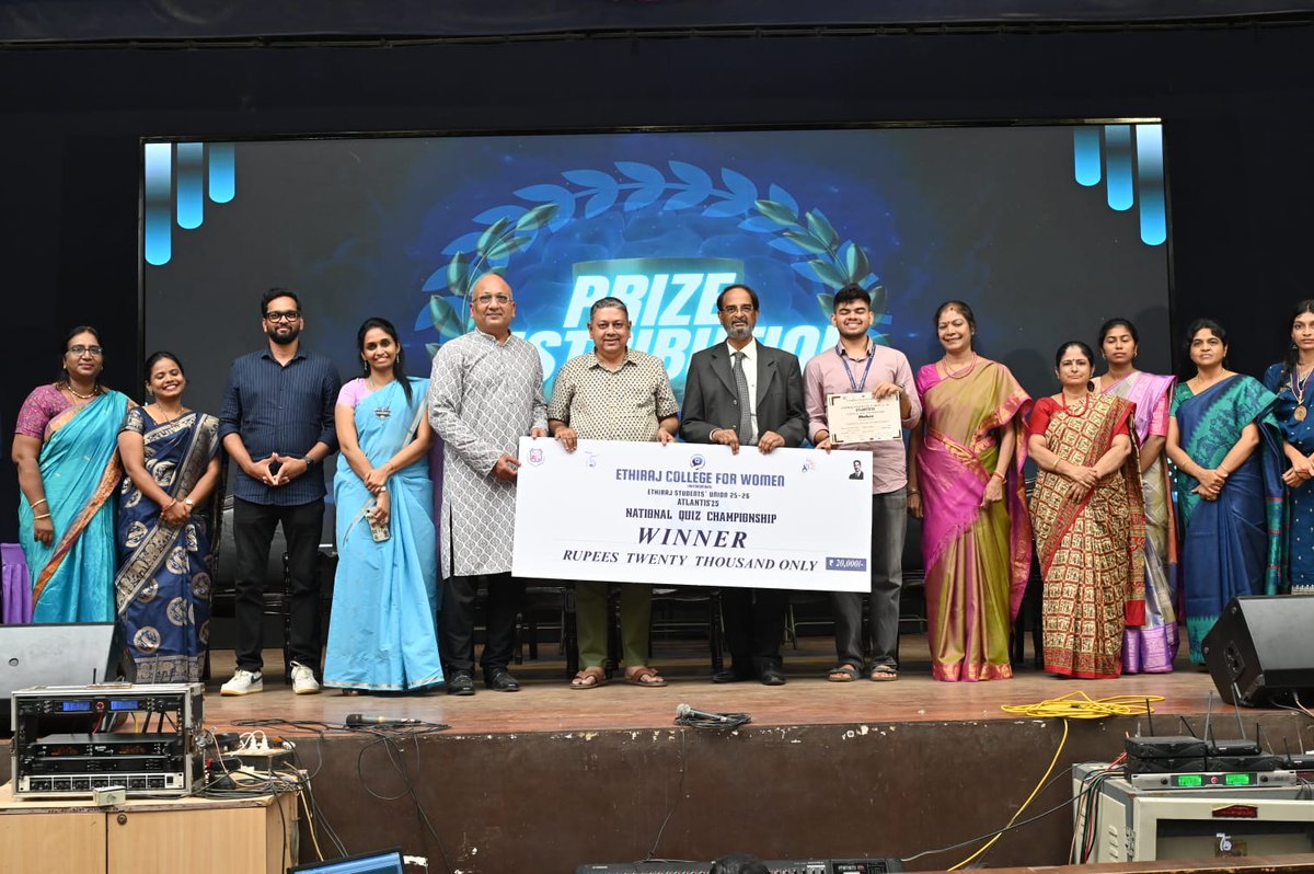 ✨INtellexa – The Big Bang of Knowledge!✨Ethiraj College hosted the National Quiz Championship as part of Atlantis 2025. Winners took home ₹20,000 &amp; ₹15,000! Congrats to PSBB, Loyola College, and all the brilliant minds who competed.
<a href="/nawabzada_india/">Nawabzada Mohammed Asif Ali</a> <a href="/bseshadri/">Badri Seshadri</a> 
<a href="/mike_vmm/">Mike Muralidharan</a>