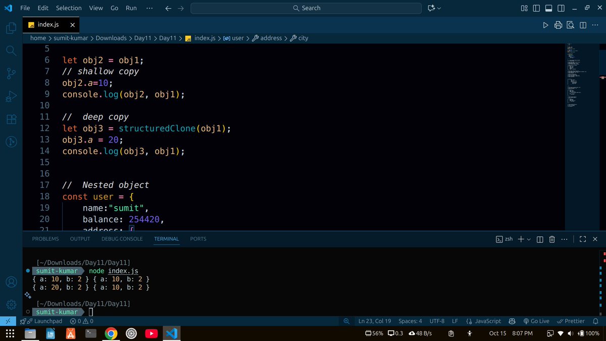 Sumit_kumar080's tweet image. Day 10 of #100DaysOfCode
In JavaScript, I covered:
✅ Objects — understanding how to store and organize data efficiently.
#LearnInPublic
#WebDevelopment