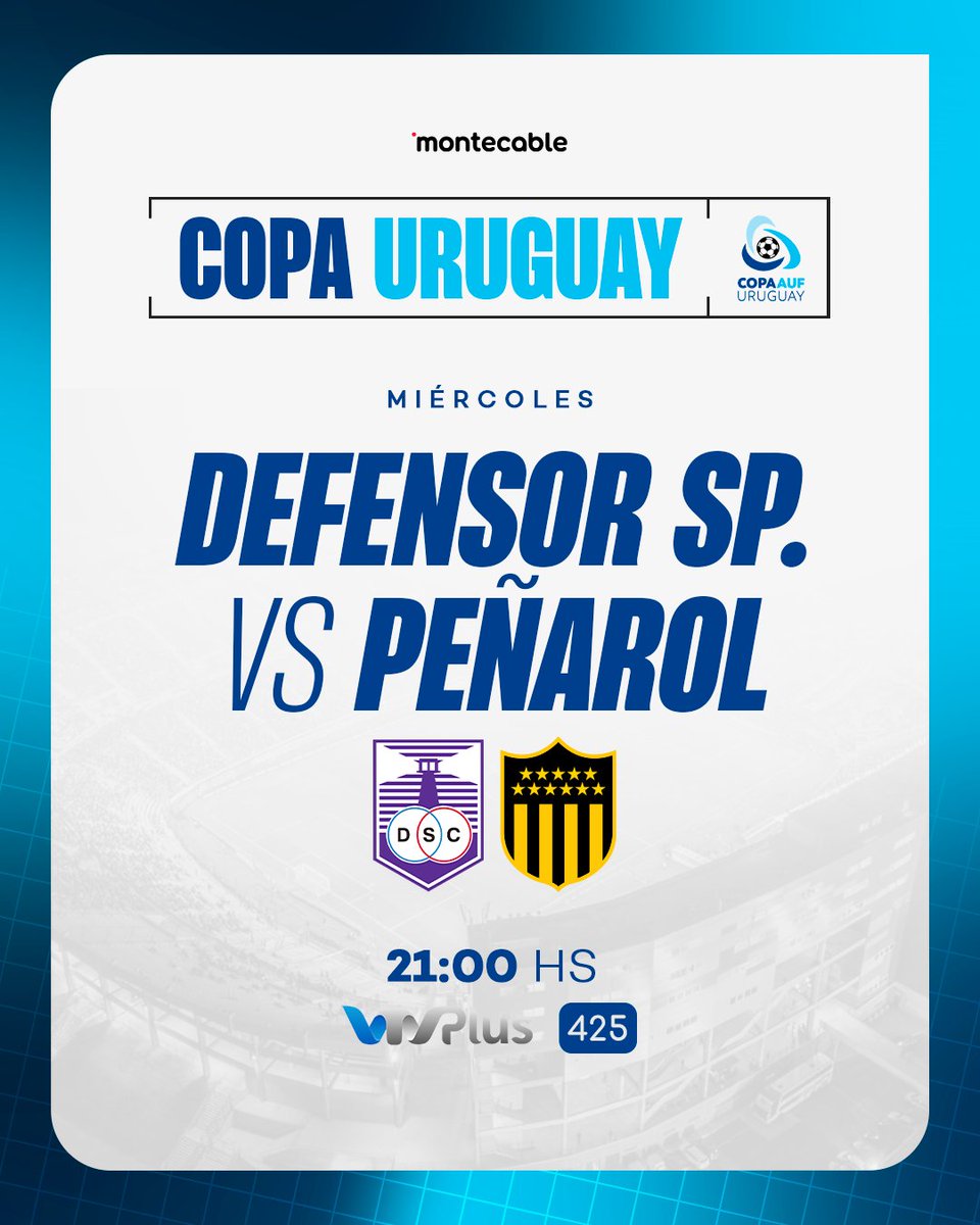montecableuy's tweet image. ⚽️ ¡𝗦𝗲𝗺𝗶𝗳𝗶𝗻𝗮𝗹 𝗱𝗲 𝗖𝗼𝗽𝗮 𝗨𝗿𝘂𝗴𝘂𝗮𝘆!

Defensor y Peñarol buscarán su lugar en la final de la copa 🔥

Mirá el partido a las 21.00 hs por 𝙑𝙏𝙑 𝙋𝙡𝙪𝙨 𝟰𝟮𝟱