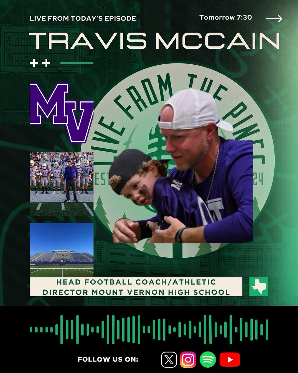Live From The Pines (@livefrompines) on Twitter photo The <a href="/MV_TigerFB/">Mount Vernon High School Football</a> are ROLLING! Sitting at 5-2 on the season and 3-0 in district play under Head Coach & AD Travis McCain. Tune in TONIGHT at 7:30 as we go LIVE FROM THE PINES with the man leading the charge in Tiger Country! 🐅💜🏈 #txhsfb <a href="/_Coach_T_Mac/">Travis McClain</a> <a href="/dctf/">Dave Campbell's — TexasFootball.com</a> <a href="/Matt_Stepp817/">Matt Stepp</a> The <a href="/MV_TigerFB/">Mount Vernon High School Football</a> are ROLLING! Sitting at 5-2 on the season and 3-0 in district play under Head Coach & AD Travis McCain. Tune in TONIGHT at 7:30 as we go LIVE FROM THE PINES with the man leading the charge in Tiger Country! 🐅💜🏈 #txhsfb <a href="/_Coach_T_Mac/">Travis McClain</a> <a href="/dctf/">Dave Campbell's — TexasFootball.com</a> <a href="/Matt_Stepp817/">Matt Stepp</a>