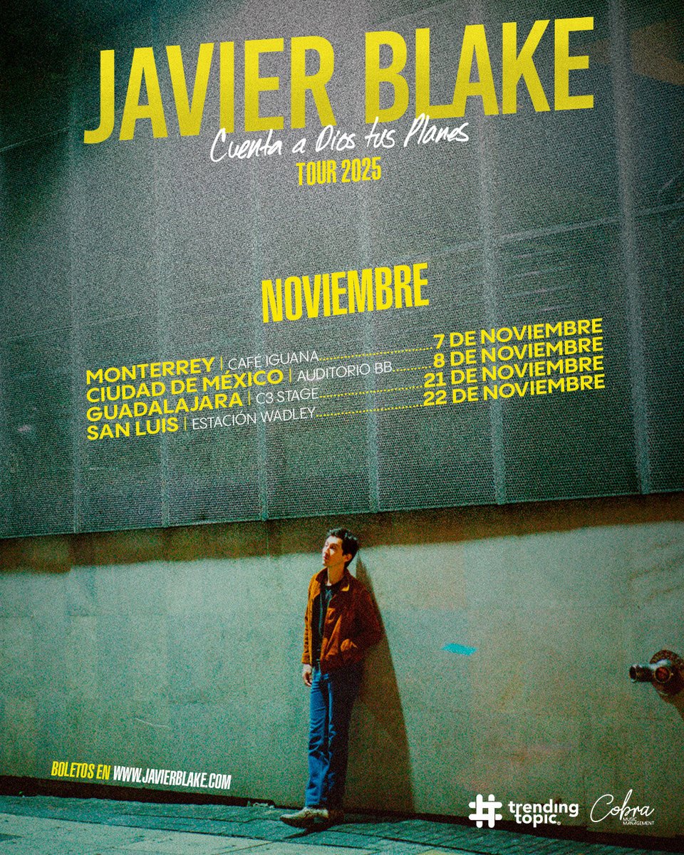 ¡El próximo mes regresamos al tour!

¿En qué ciudad los veré? 

🎟️ BOLETOS AQUÍ 🎟️ javierblake.com