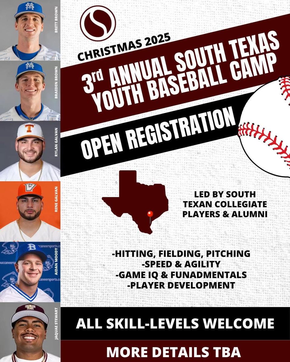 SINTON, TX THIS DECEMBER ⚾️ 
-3rd Annual 🏴‍☠️ 

Pm me here or text me at 361 816 6054 to register! 

Site, Date, &amp; Time TBA 💪🏼
<a href="/marcussarate/">Marcus Sarate</a> <a href="/ChrisThomasson7/">Chris Thomasson - KIII Sports</a> <a href="/LarissaLiska/">Larissa Liska</a> <a href="/TxBaseballRpt/">The Texas Baseball Report</a> <a href="/TexCoastBend/">Texas Coastal Bend Sports Wire</a> <a href="/SintonBaseball/">SintonPirateBaseball</a> <a href="/qmartinez/">Quinton Martinez</a> <a href="/reycastillo361/">Rey Castillo</a>