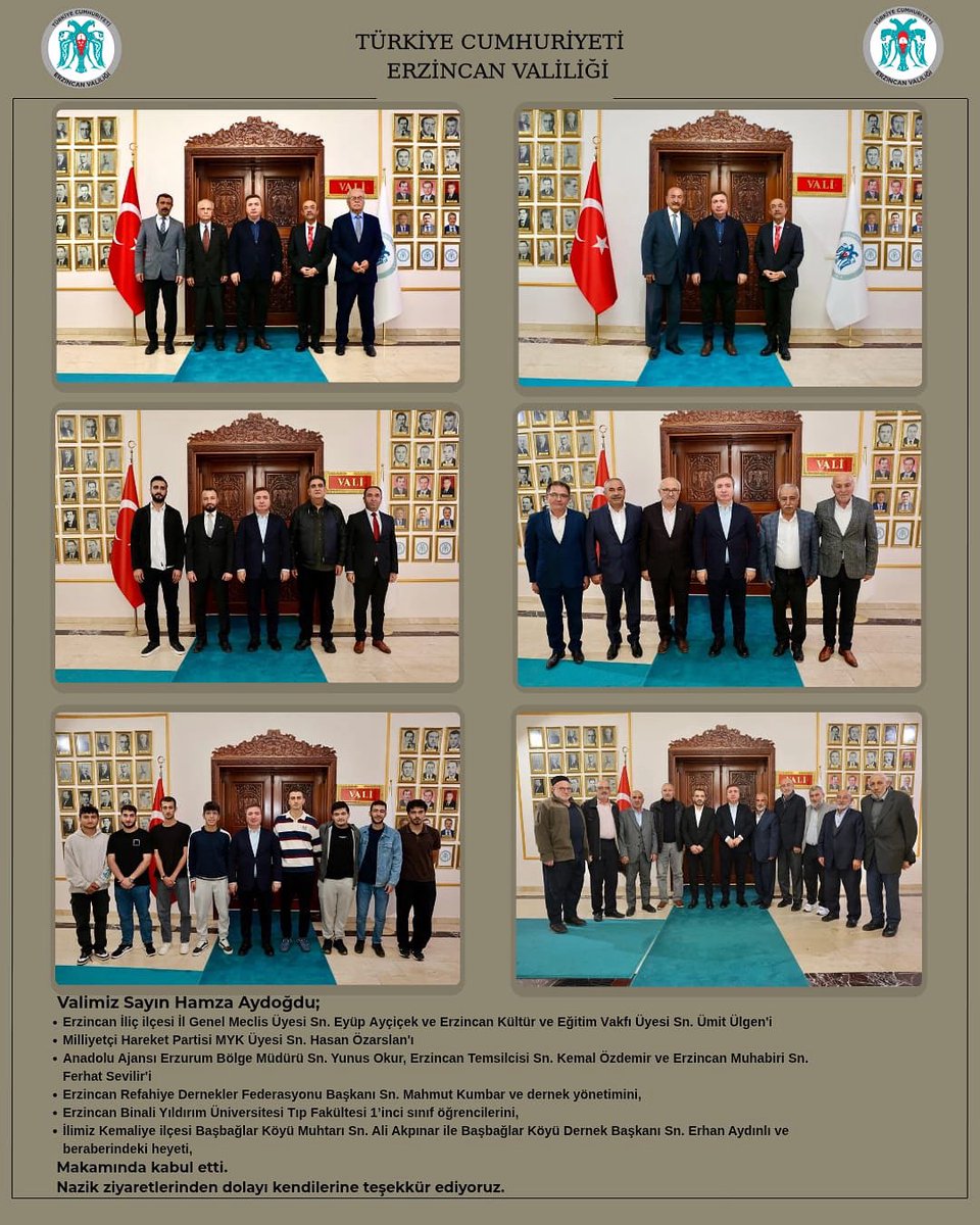 Valimiz Sayın Hamza Aydoğdu, makamında ziyaretleri kabul etti.