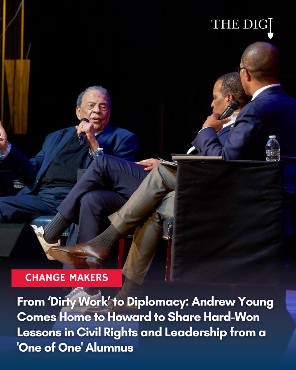 On Thursday, Oct. 9, Howard University welcomed one of its most distinguished alumni, Andrew Young (B.S.'51, LL.D. '77), for a fireside chat and tribute in Cramton Auditorium ahead of the premiere of his MSNBC documentary, “Andrew Young: The Dirty Work.” Moderated by Pulitzer