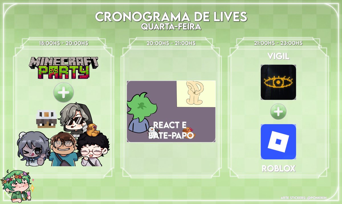 🚨LIVE PRÓXIMA QUARTA-FEIRA (22/10) ÀS 18h
--RT PLEASE

ELE VOLTOU! Olha aqui o cronograma de Quarta-feira dia 22!

Minecraft Party - Gameplay com chacoalhas
React
Terrorzada e roblox também!

Tudo na twitch.com/kodiizinho
Engaja aqui comentando com foto de cachorro!
💚💐