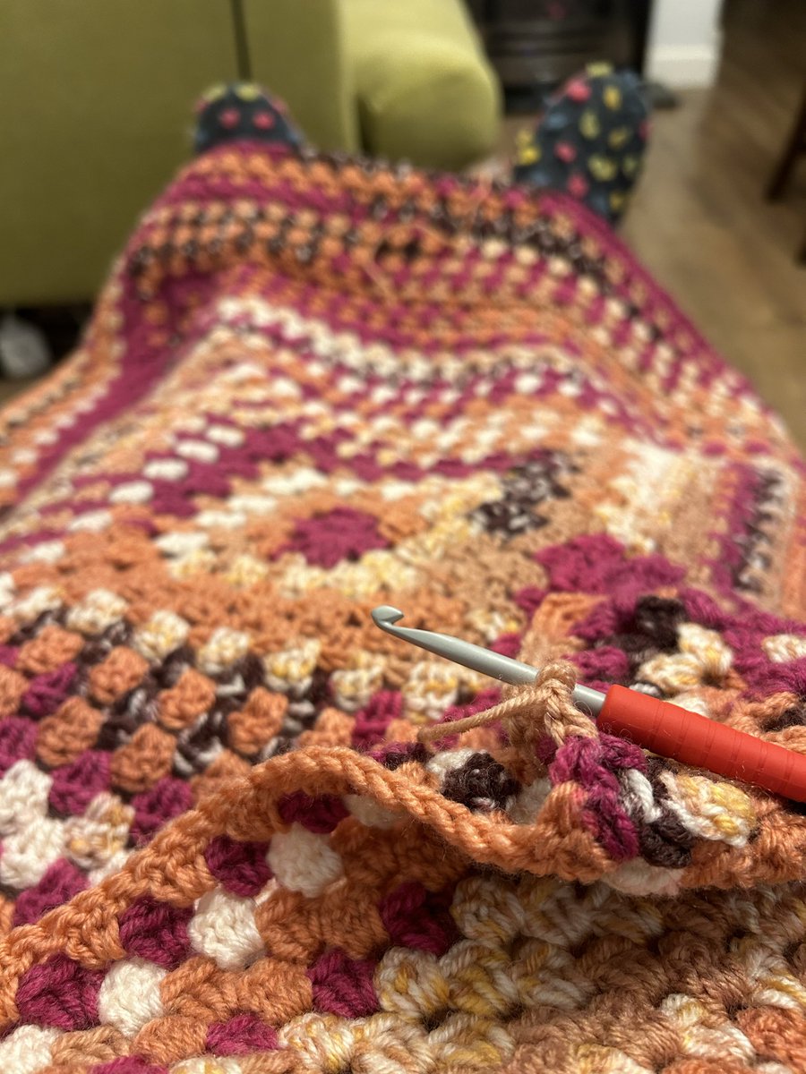 One benefit of crocheting a blanket at this time of year is that it keeps you warm in the process… #crochet #crochetWIP