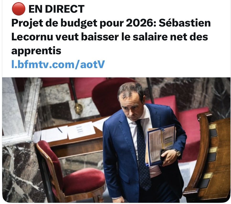 ibalkany's tweet image. Marre d'entendre ratiociner sur les retraites...
Du coup, on occulte que ce calamiteux #Budget2026 s'en prend aussi aux jeunes...
"Baisser le salaire net des apprentis..."
Ceux qui gagnent 50 % du SMIC...
Voilà qui va les encourager à bosser...
Et des Députés soutiennent cette…
