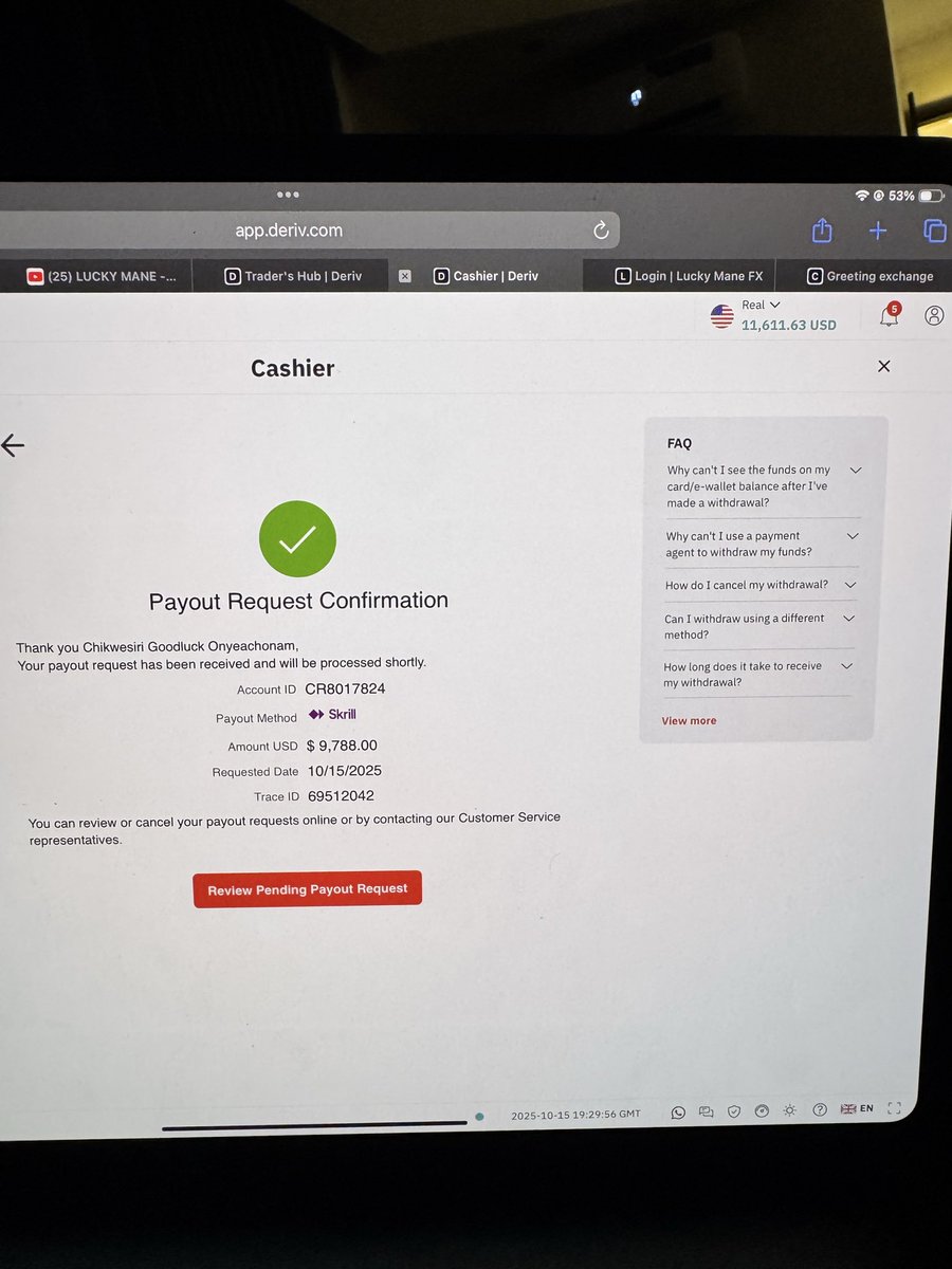 Crazy story at the site today
My engineer said he needed some little money to finish up  part of our housing 
I funded $1,000 to my DERIV immediately and 1 hour later , I am here withdrawing over $11k

Omor : Forex trading is crazy freedom ooooo
