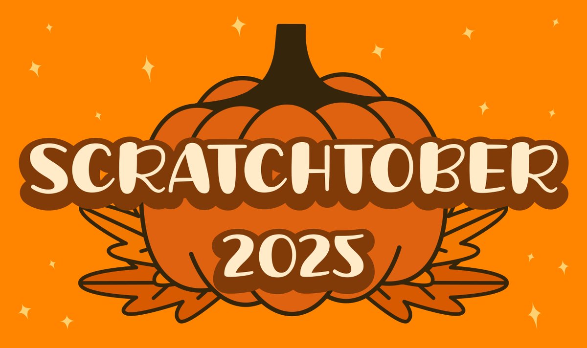 scratch's tweet image. Scratchtober is here! Get ready for 2 weeks of fun, inspiring, and bite-sized project prompts designed to super-charge your creativity: what will you create with themes like Disco, Pumpkin, Crafting, and beyond? Join the studio today! scratch.mit.edu/studios/509605…