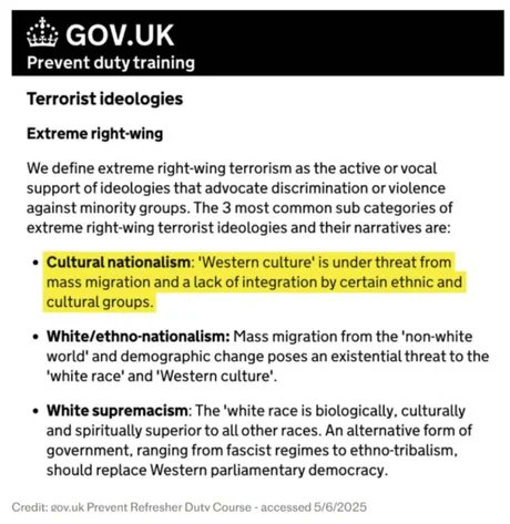 So the British government <a href="/Keir_Starmer/">Keir Starmer</a> label you a right wing terrorist if your against mass migration...
I say you're a Patriot who loves your country 
And the government are traitors to theirs
