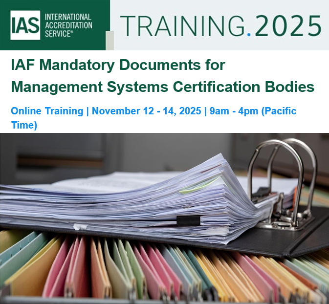 IntlAccredSvc's tweet image. Receive a complete overview of the latest IAF Mandatory Document Series November 12-14, 2025, 9am Pacific Time. bit.ly/3IN5AW5 #MandatoryDocuments #CertificationBodies #IASTraining