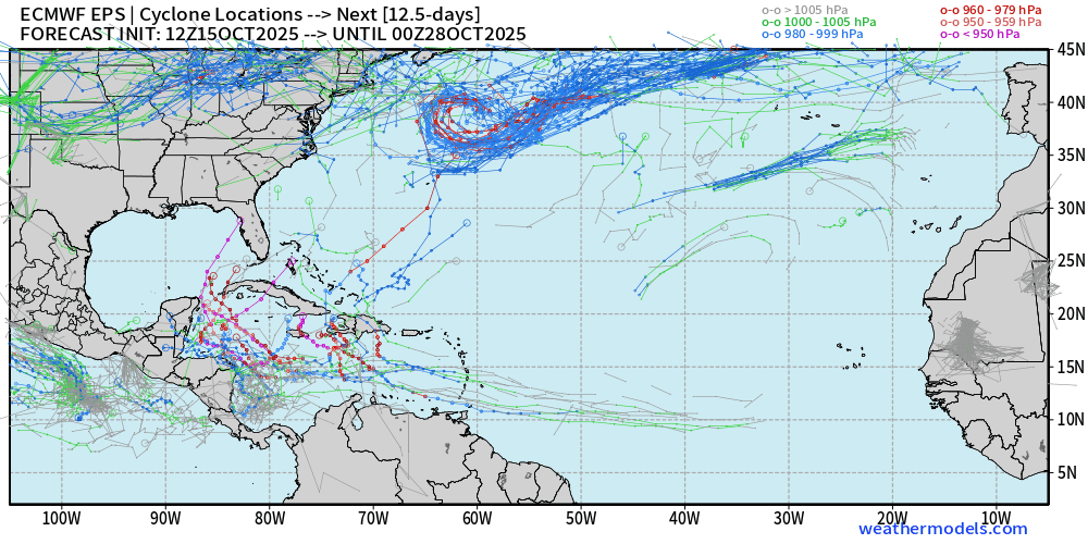 The 12z Euro ensembles illustrate many possibilities next week in the Caribbean, but I think we can boil it down to three general buckets of potential:

1) The area of interest develops quickly in the eastern Caribbean. If this happens and things really take off, it will likely