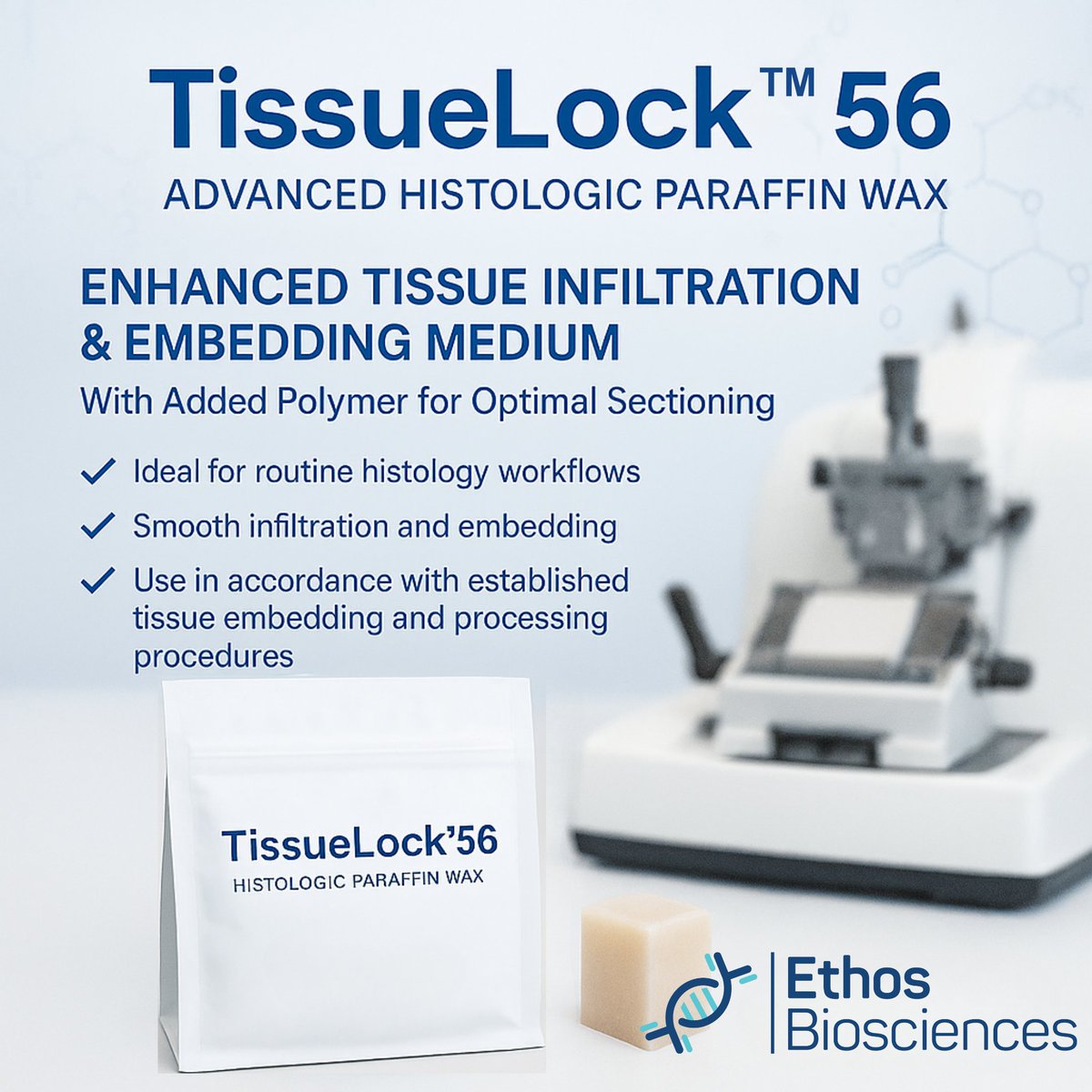 EthosBioscience's tweet image. 🔬 TissueLock™ 56 is here.
Engineered for smooth infiltration and optimal sectioning, this advanced paraffin wax supports consistent results in routine histology workflows.
#TissueLock56 #Histology #LabSolutions #EthosBiosciences #ParaffinWax #TissueEmbedding #LifeSciences