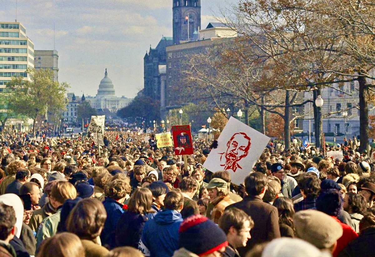 BeschlossDC's tweet photo. Moratorium To End the War in Vietnam observed across United States today 1969.  Of such protest, President Nixon said, "Under no circumstances will I be affected whatsoever by it." https://t.co/dGeGZOXs4B