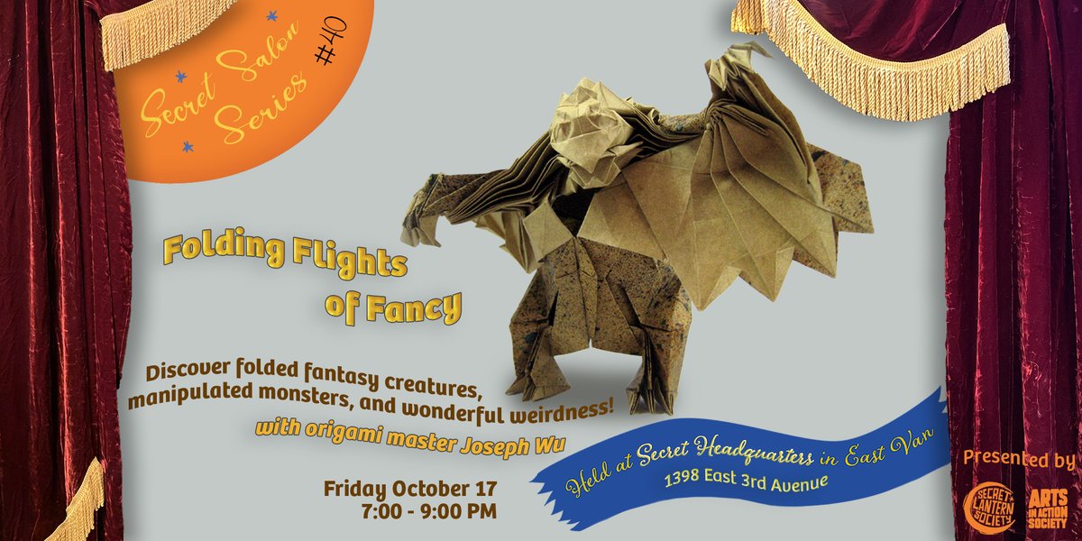 💫 Take flight on paper wings as world-renowned origami artist Joseph Wu reveals how humble squares of paper can transform into tiny miracles of imagination!
🎟 Ticket link in bio!
#SecretLanternSociety #OrigamiArt #CreativeVancouver #SecretSalonSeries #EastVanArts