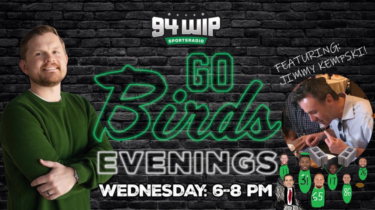 EliotShorrParks's tweet photo. 🎙️  🎙️ GO BIRDS! EVENINGS PREMIERS TONIGHT 🎙️ 🎙️

🔥 @JimmyKempski with me in studio the entire show
🏈 Bigger concern, OLine or DLine?
🦅 Should Eagles bring BG or CJGJ back?
🪄 Potential trades at EDGE
😬 Previewing Eagles vs. MIN

@SportsRadioWIP https://t.co/QHKWKBMfrW