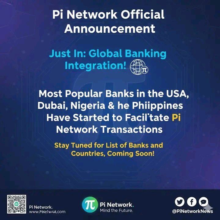🌟 **Breaking News: Major Banks Embrace Pi Network Transactions!**

We are excited to announce that some of the most prominent banks in the USA, Dubai, Nigeria, and the Philippines have begun facilitating transactions using the Pi Network. This significant development marks a