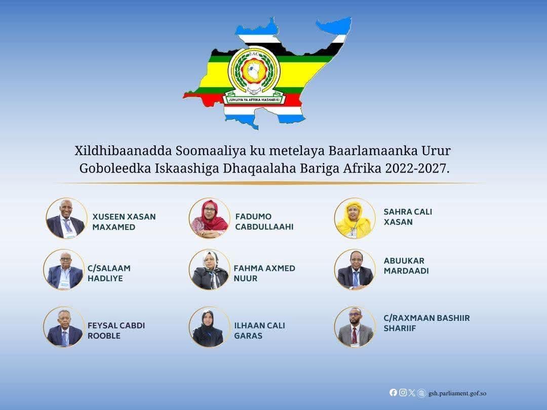 My heartfelt congratulations to the Somali MPs elected today to represent Somalia in the East African Legislative Assembly (EALA), particularly to my sisters, friends &amp; collegial A/salam Hadliye, Fahma Ahmed Nur, <a href="/faisalroble19/">Faisal Roble</a> <a href="/Ilhamgassar/">Ilham Gassar</a>, <a href="/Zahradaantush/">Amb. Zahra Ali Hassan</a> I wish u best of luck.