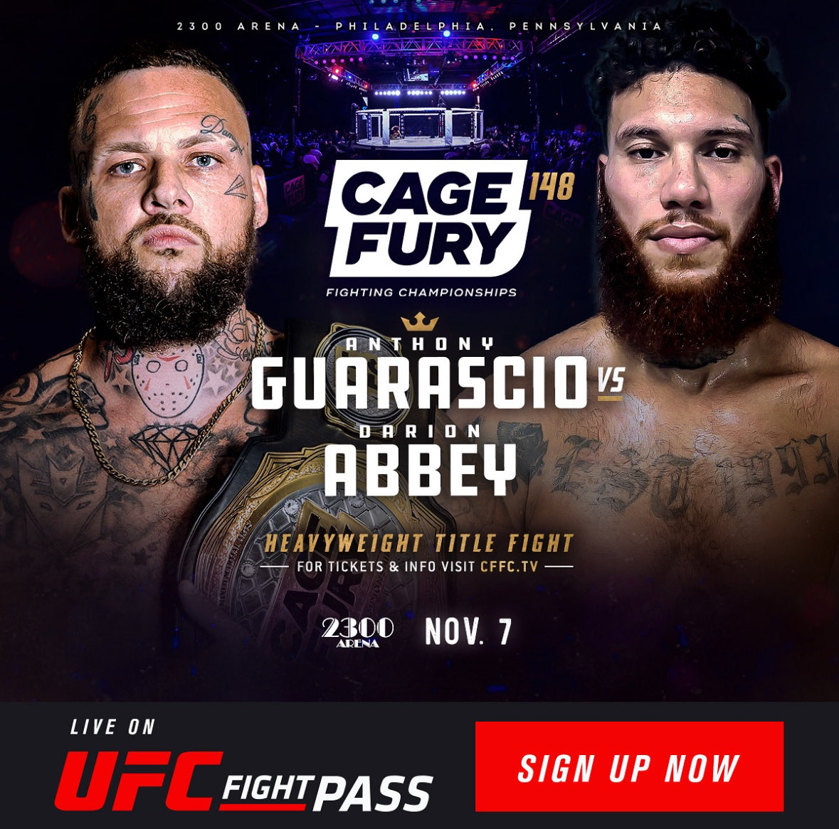 Jason Hagholm (@jhagholm1) on Twitter photo Fresh off an appearance on #DWCS <a href="/CFFCMMA/">Cage Fury Fighting Championships (CFFC)</a> Heavyweight Champion Anthony Guarascio returns to CFFC to defend his Heavyweight Championship vs fellow Season 9 DWCS Heavyweight Darion Abbey at CFFC 148
CFFC 148 goes down November 7th at the 2300 Arena in Philadelphia PA 🇺🇸
#CFFC148 Fresh off an appearance on #DWCS <a href="/CFFCMMA/">Cage Fury Fighting Championships (CFFC)</a> Heavyweight Champion Anthony Guarascio returns to CFFC to defend his Heavyweight Championship vs fellow Season 9 DWCS Heavyweight Darion Abbey at CFFC 148
CFFC 148 goes down November 7th at the 2300 Arena in Philadelphia PA 🇺🇸
#CFFC148