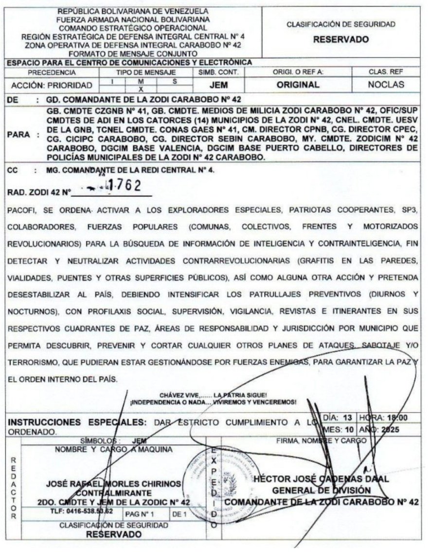 MundarayZair's tweet photo. #Atención El Comandante de la ZODI Carabobo Héctor Cadenas Daal y el segundo Comandante José Morles, han dejado por escrito el vínculo con colectivos armados, comunas y otros sapos cooperates.  Este tipo de documentos luego se convierten en pruebas irrefutables para establecer responsabilidad penal en crímenes de lesa humanidad. Este narco "general" pasa a ser autor directo de cualquier atropello Carabobo que cometan civiles. Les aseguro que habrá "lloradera" llegado el momento.