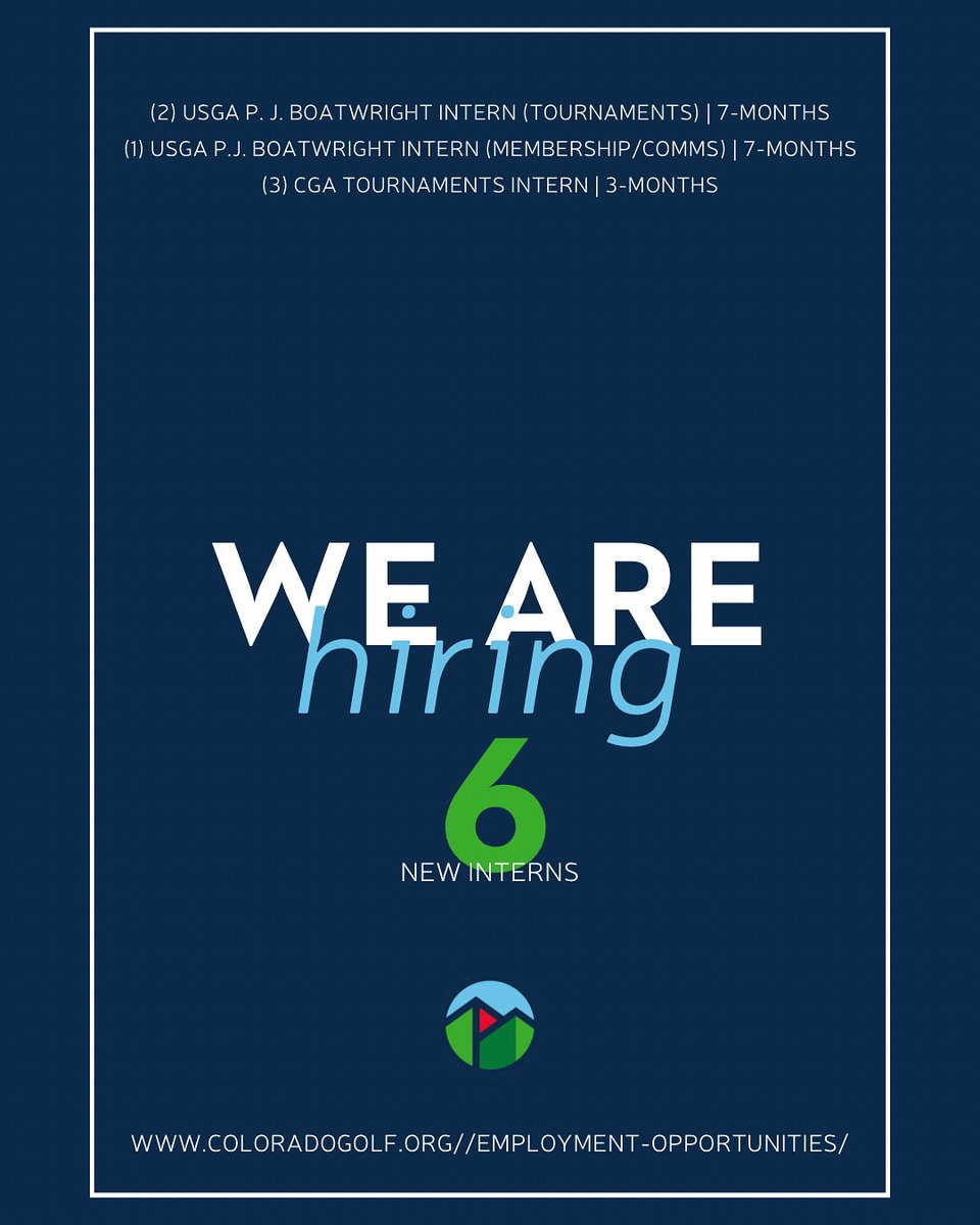 ColoGolf's tweet image. We’re hiring for the 2026 season! ⛳️

Want to spend your summer (or 7 months!) working in golf operations, communications, and player development? Apply today to join the CGA team!

📅 Applications close Nov. 21
💼 See job descriptions + how to apply on our website.…