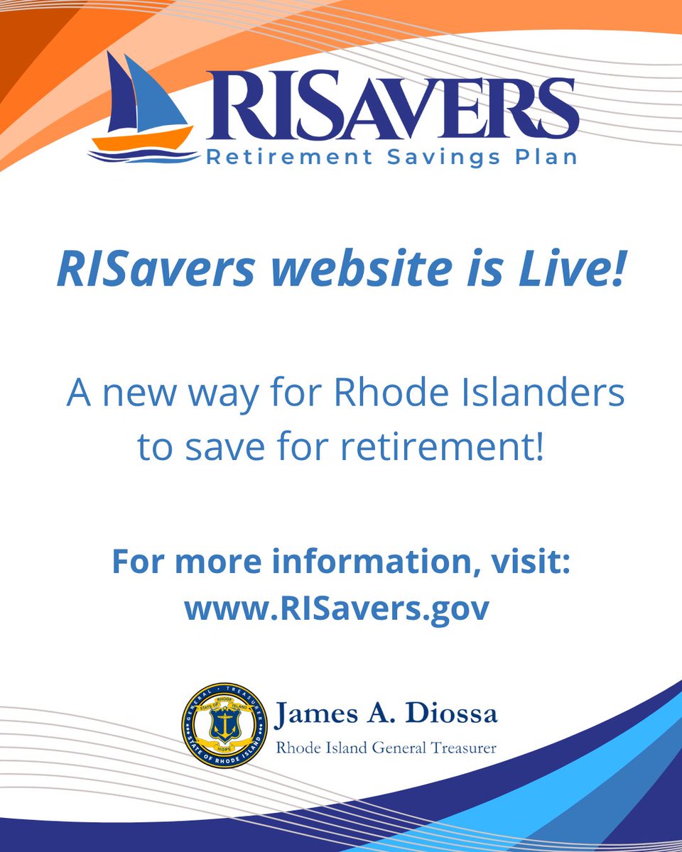 The RISavers website is live🎉! This new program is designed to help employees in the private sector who may not have access to employer-sponsored retirement plans. Employees and their employers can begin to use the new website RISavers.gov to learn more!
