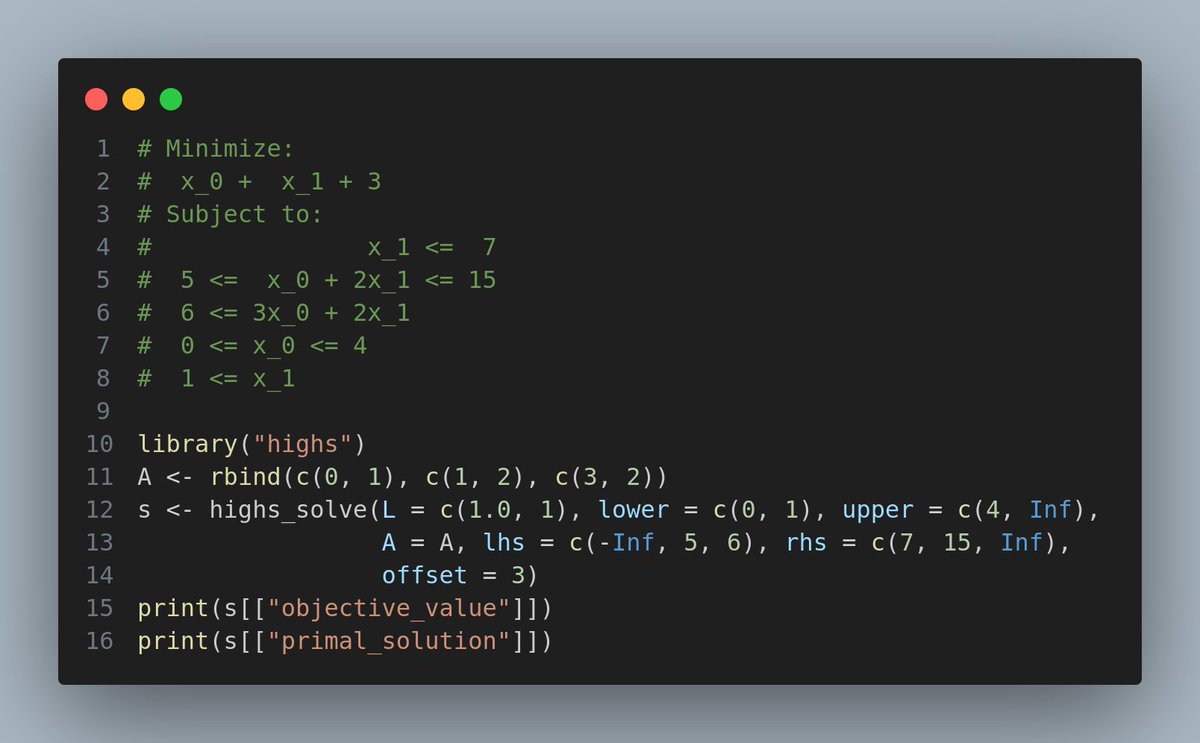 mhsatman's tweet image. Linear programming with using HiGHS solver
A comparison with the same problem:
Julia vs. R
#JuliaLang #rstats