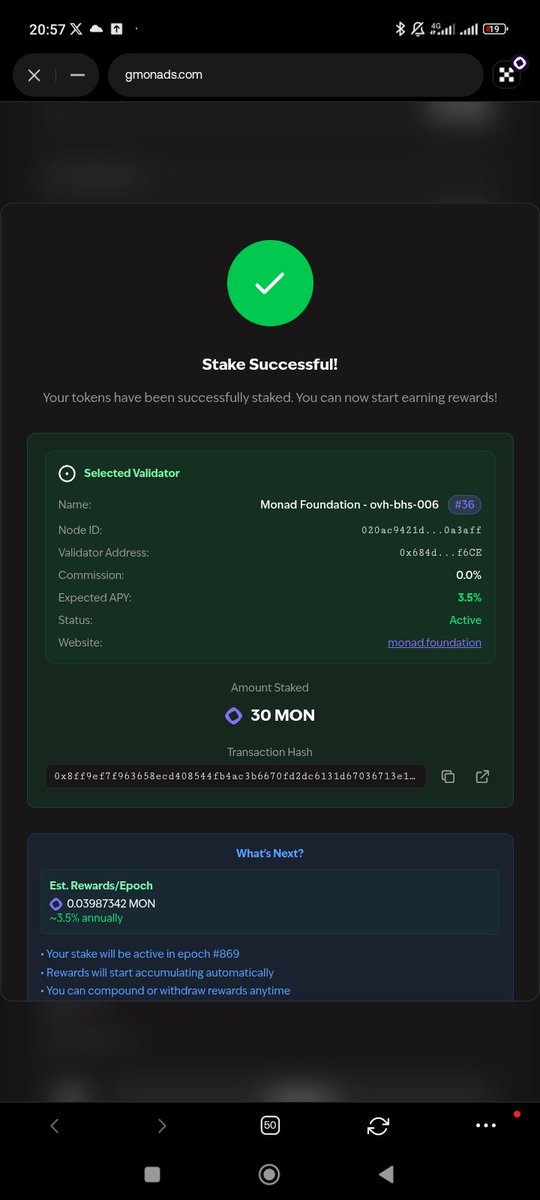 MON Staking is live on testnet
Y'all try it out 
Super fast 🔥 like the electric ⚡ boat 

Gmonad
