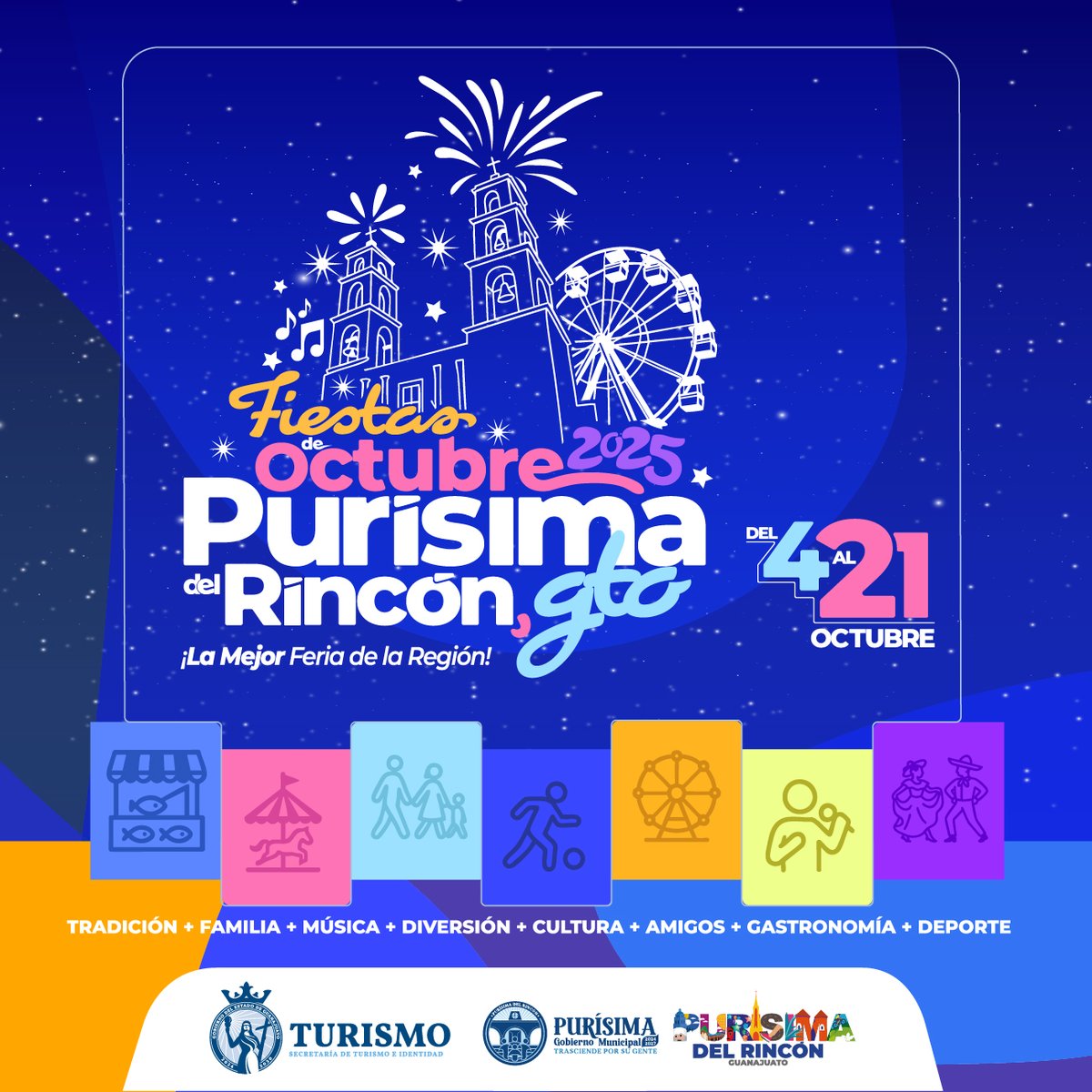 Las 𝐅𝐢𝐞𝐬𝐭𝐚𝐬 𝐝𝐞 𝐎𝐜𝐭𝐮𝐛𝐫𝐞 𝟮𝟬𝟮𝟱 𝐏𝐮𝐫𝐢́𝐬𝐢𝐦𝐚 𝐝𝐞𝐥 𝐑𝐢𝐧𝐜𝐨́𝐧 🎆te esperan hasta el 21 de octubre ¡Ven a disfrutar de música, tradición, gastronomía, y más! 😉