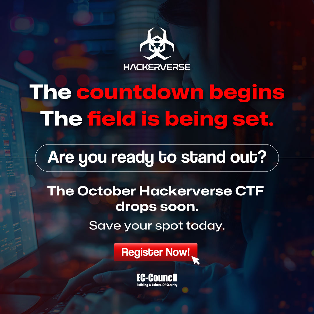 hackerverse_ecc's tweet image. One challenge. Thousands chasing it.
Join the race today. Register now with the link in bio!

This is your shot to rise above.
Bring your A-game.

#eccouncil #hackerverse #hackerversectf #monthlyctf #ctf #capturetheflag #ethicalhacking #cybersecuritytraining