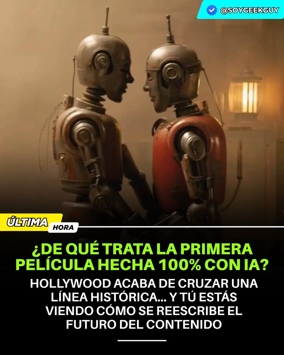 soygeekguy's tweet image. ¿Sabías que la primera película 100% dirigida por IA ya se estrenó? 🎬 Se llama The Sweet Idleness, creada por FellinAI. La trama se sitúa en 2135, donde el 99% de la humanidad no trabaja. ¡Impactante! 🤖💥
#IAcreativa #CineAI #FellinAI #CineDelFuturo #EmprendeConTecnología