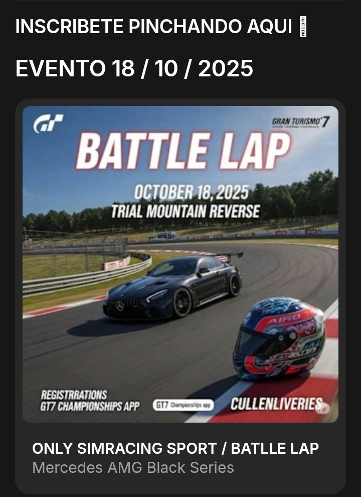 instagram.com/reel/DOD1DBfii…
La mejor Vuelta tiene premio !! 🔥🔥
campeonatos-gt7-o3qs.glide.page
Casteada por <a href="/Melo_GT90/">MeloGT_oficial</a>
