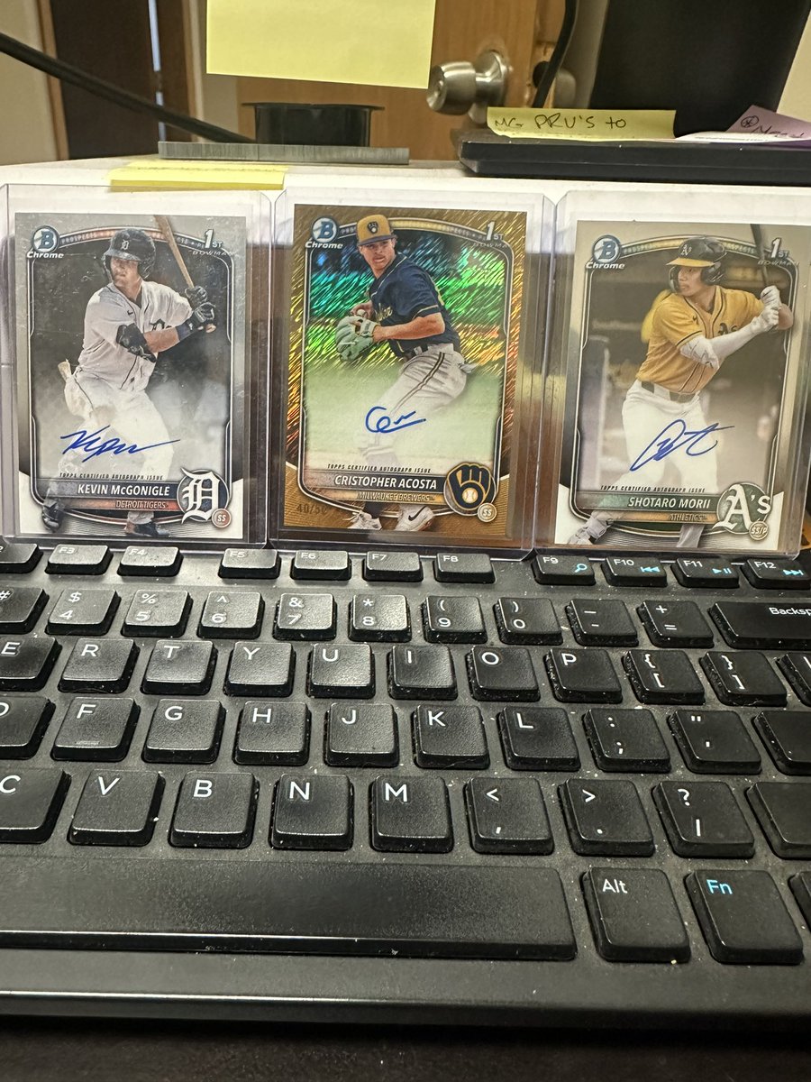 CBR37B's tweet photo. @cardboardbst Priced to sell. Will sell altogether at $325

Shotaro Moro Base Auto $120
JJ Wetherholt Pink Paper /175 $20
Cristopher Acosta Gold Shim Auto /50 $30
Kevin McGONIGLE base auto $150
Ramcell Medina Base Auto $5
Caleb Lomavita True Blue Auto /150 $30 https://t.co/CiKpn0OHXO