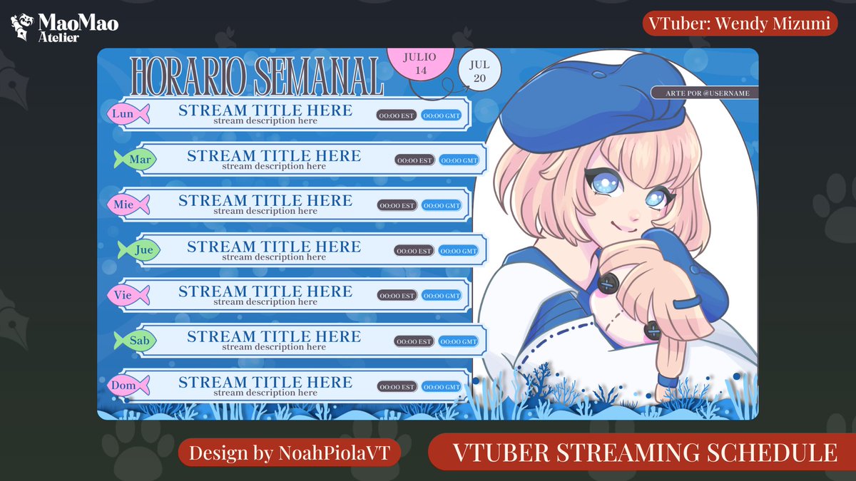 ⚠️COMISIONES DE EMERGENCIA⚠️ 
 
Ando necesitando el dinero por una urgencia personal así que estaré ofreciendo HORARIOS VTUBER por tan solo 17 USD. El precio original era de 20 USD.

Me adapto a cualquier temática y a cualquier estilo, son bonitos, baratos y fáciles de usar.