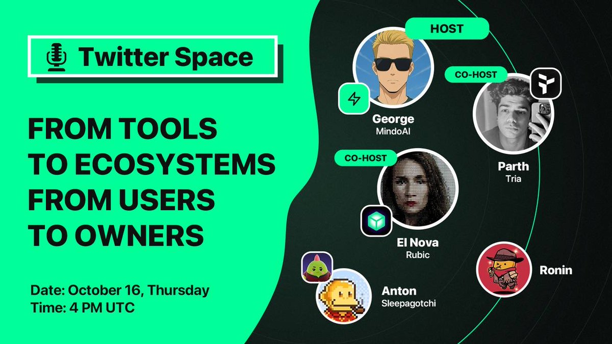 MindoAI's tweet image. 🎙 Join Mindo AI Twitter Spaces
“From tools to ecosystems. From users to owners”
We’re talking about the shift from tools to ecosystems - where Web3, DeFi, and AI converge to build a new digital world: open, secure, human-centric, and owned by its users.
🗓 Date: October 16
⏰…