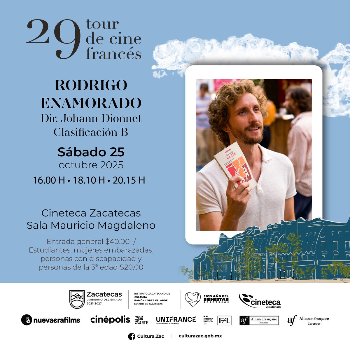 ¡Que no se te pase!, disfruta del 29 Tour de Cine Francés con la película "Rodrigo enamorado". Este sábado 25 de octubre, en la Sala Mauricio Magdaleno de la <a href="/CinetecaZac/">Cineteca Zacatecas</a> .

Consulta aquí los detalles👇

#ZacatecasEsCultura
#PazEsBienestar 🕊
