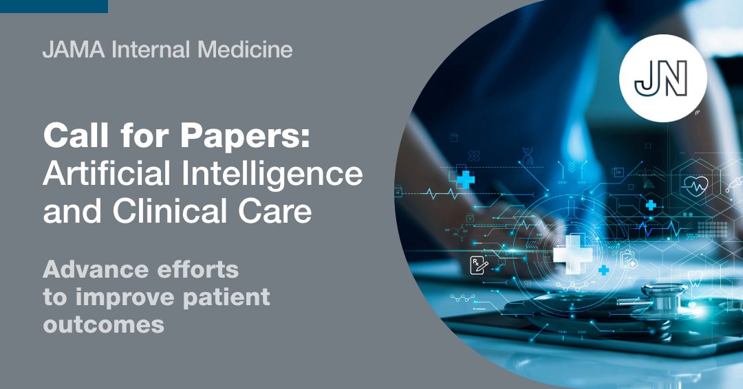 📢 JAMA Internal Medicine invites submissions for papers on #AI in clinical care.

We seek rigorous, practice-changing research that explores how AI can improve patient outcomes, enhance diagnostic accuracy, and reshape health care delivery.

🔗 ja.ma/3Ld3xes