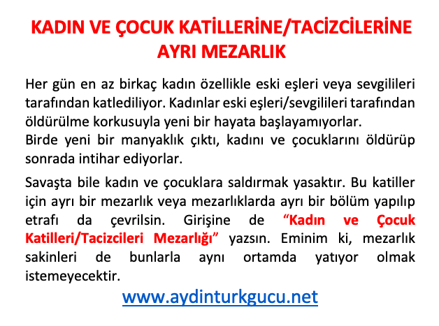 AydinTurkgucu's tweet photo. KADIN VE ÇOCUK KATİLLERİNE / TACİZCİLERİNE AYRI MEZARLIK. (Mezarlık sakinleri bunlarla aynı ortamda yatıyor olmak ister mi?)
#kadın #kadin #çocuk #mezar #katil #mezarlık #intihar #cinayet #eski #sevgili #eş #manyak #ölüm #öldüren #savaş #sevgili #yeter #sapık #taciz #masum #savaş https://t.co/3t0kzenKBt